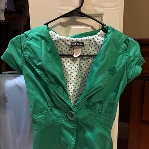 Wet Seal Polka Dot Blouse in Green and White